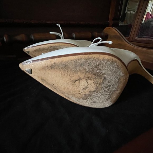 Francesco Russo Paris Lace-Up White Leather Mules Pumps 36.5/6.5 - Picture 12 of 13